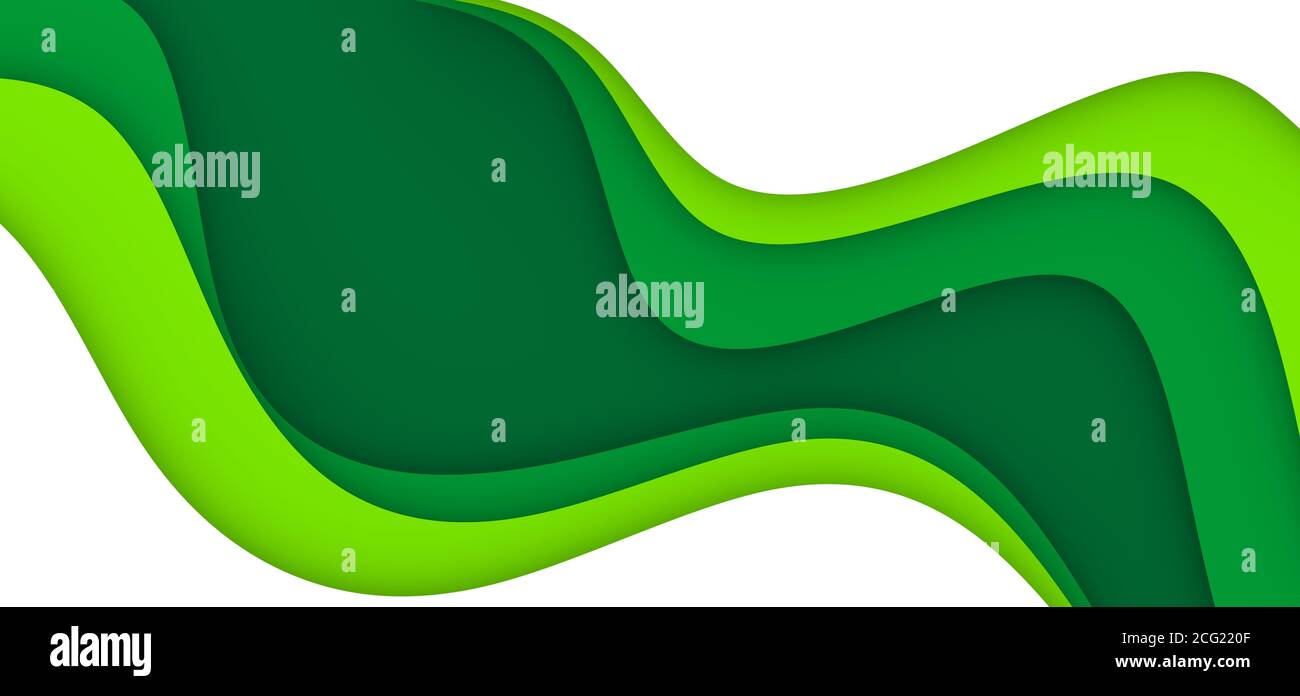 Background with green and white color paper cut shapes. 3D abstract ...