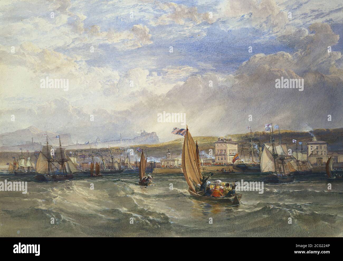 Leitch William Leighton - Queen Victoria Landing at Granton Pier - British School - 19th  Century Stock Photo