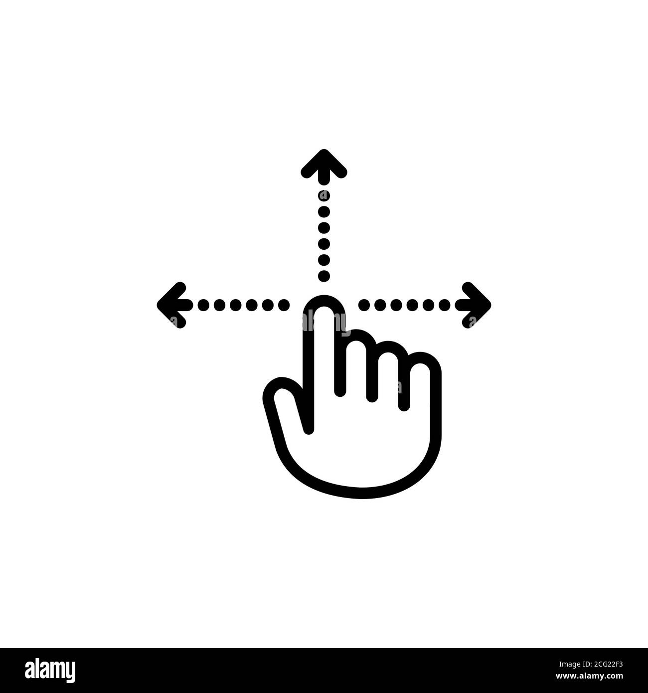 Hand cursor icon. Dotted kines pointing in different directions. Vector on isolated white background. EPS 10 Stock Vector