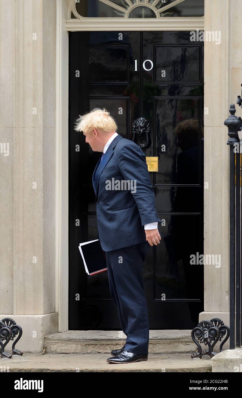 British Prime Minister Boris Johnson MP returning to 10 Downing Street following a cabinet meeting held in the Foreign Office, 09 Sept 2020 Stock Photo