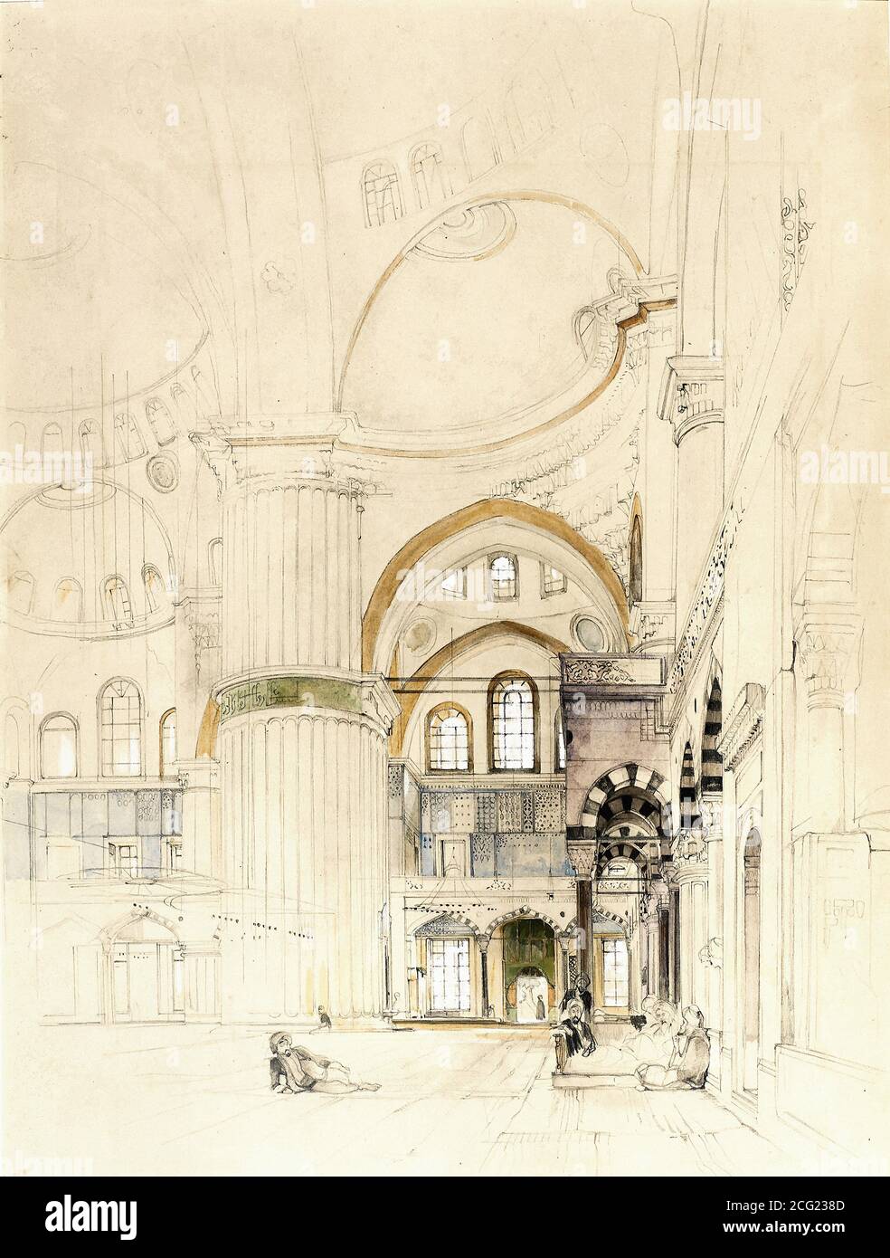 Lewis John Frederick - Interior of Sultanahmet Camii (the Blue Mosque) Constantinople - British School - 19th  Century Stock Photo