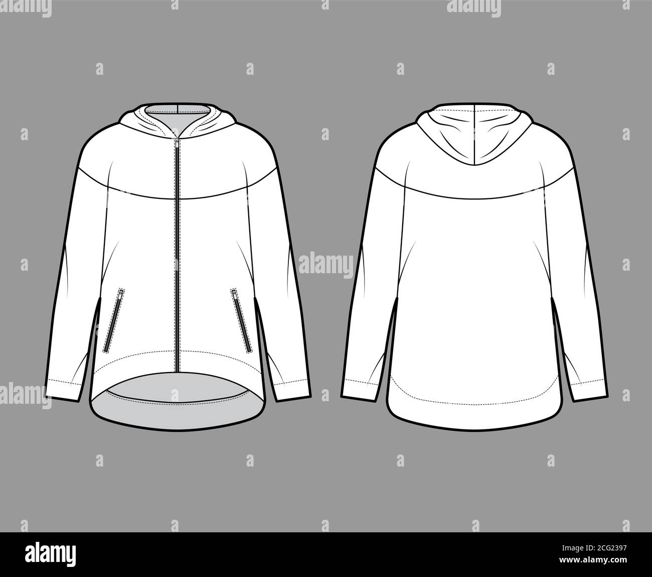 Long Sleeve Hoodie Jacket Design Template In Vector Hooded Bomber