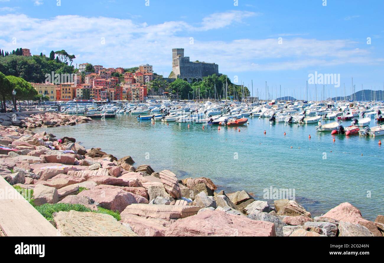 The town of Lerici in the province of La Spezia, Italy. Stock Photo