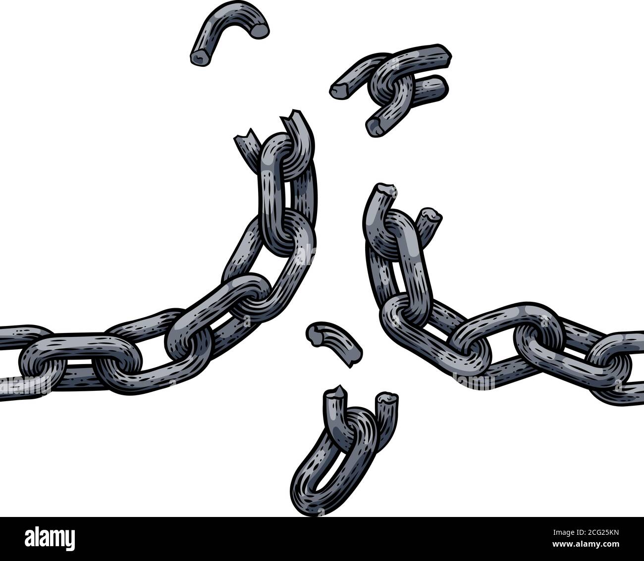 Chain Links Breaking Freedom Design Stock Vector