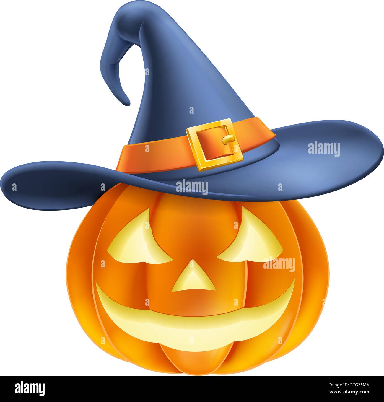 Pumpkin Wearing Witch Hat Halloween Cartoon Stock Vector Image & Art ...