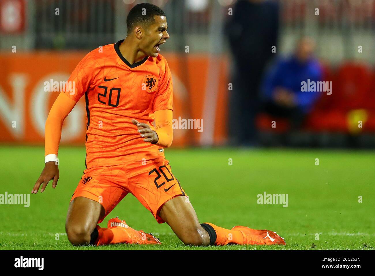 ALMERE, NETHERLANDS -  SEPTEMBER 8: Cody Gakpo of the Netherlands during the UEFA Euro Under 21 Qualifing match between The Netherlands and Norway on September 8, 2020 in Almere, The Netherlands.  *** Local Caption *** Cody Gakpo Stock Photo