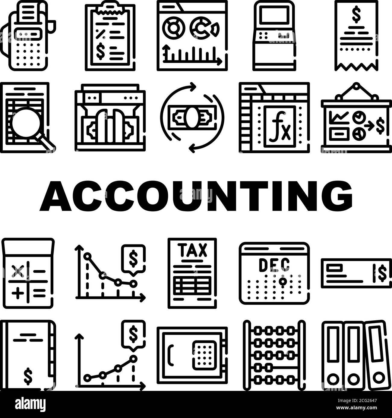 Accounting And Finance Collection Icons Set Vector Stock Vector Image ...