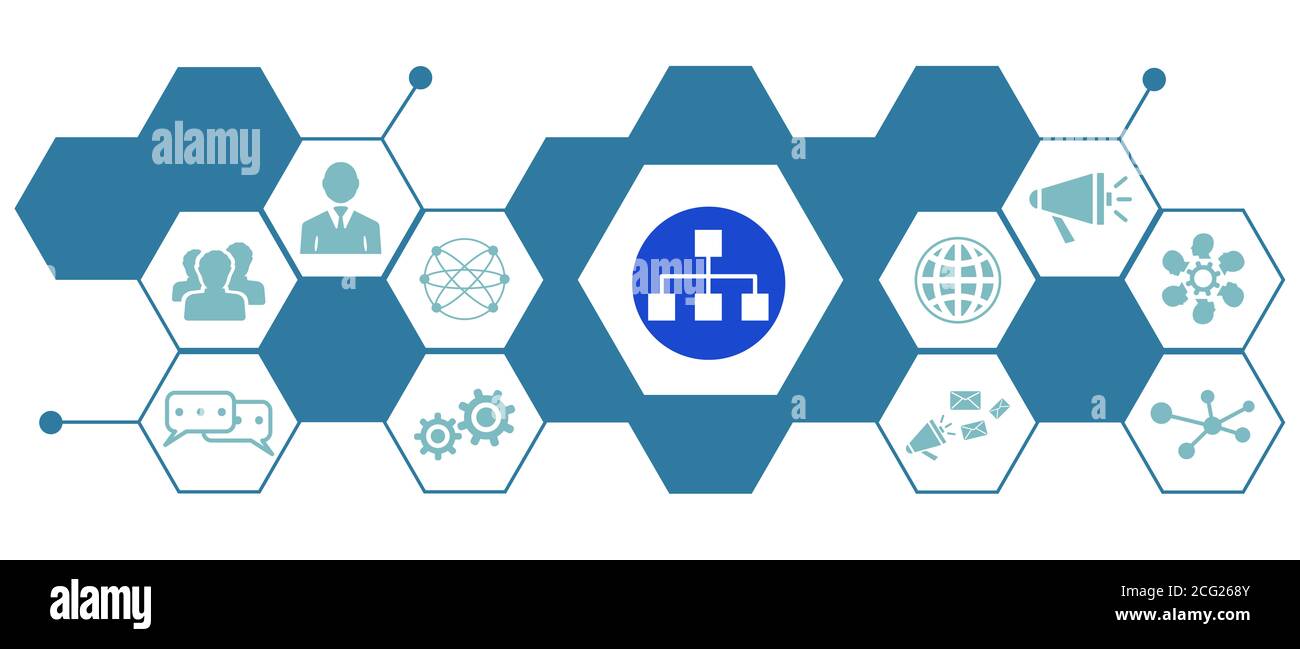 Concept of network marketing with connected icons Stock Photo - Alamy