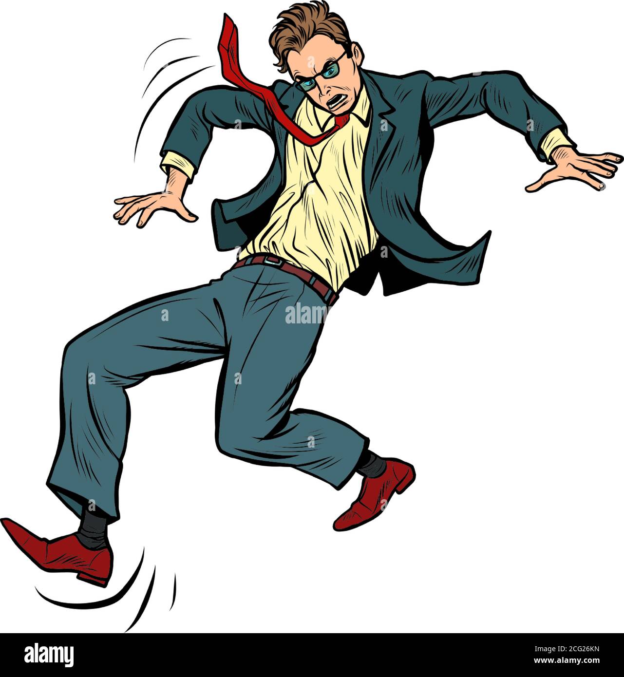 the man falls. slippery. businessman with a problem Stock Vector
