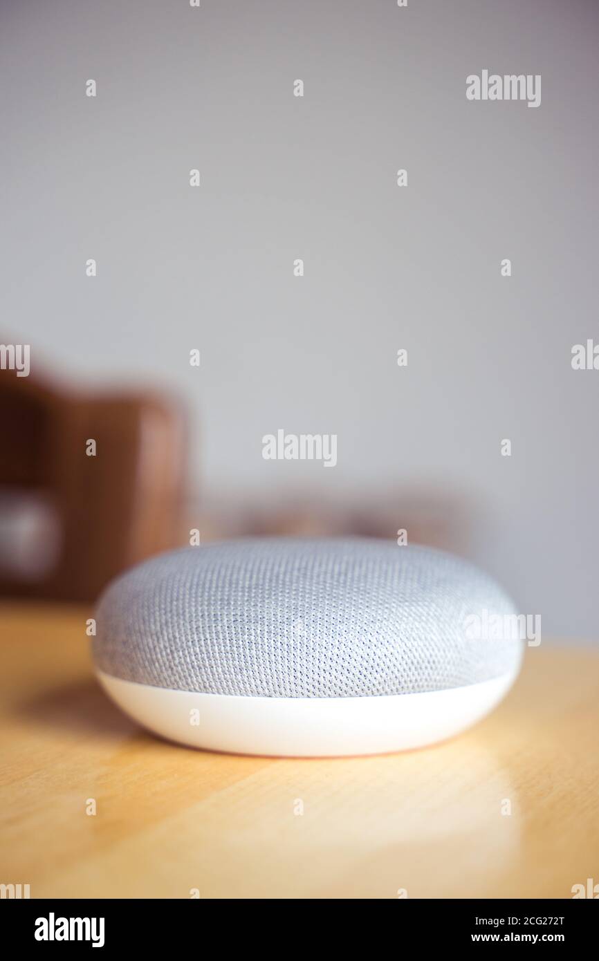 Smart speaker in home interior Stock Photo