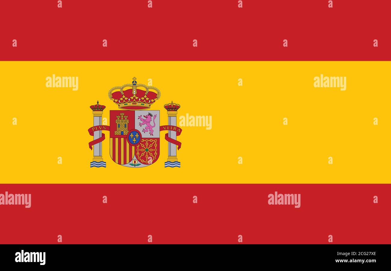 Spain flag vector graphic. Rectangle Spanish flag illustration. Spain