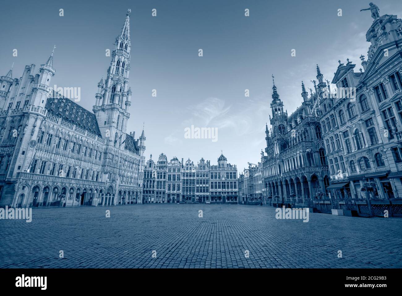 Brussels, Belgium. Toned cityscape image of Brussels with Grand Place at sunrise. Stock Photo
