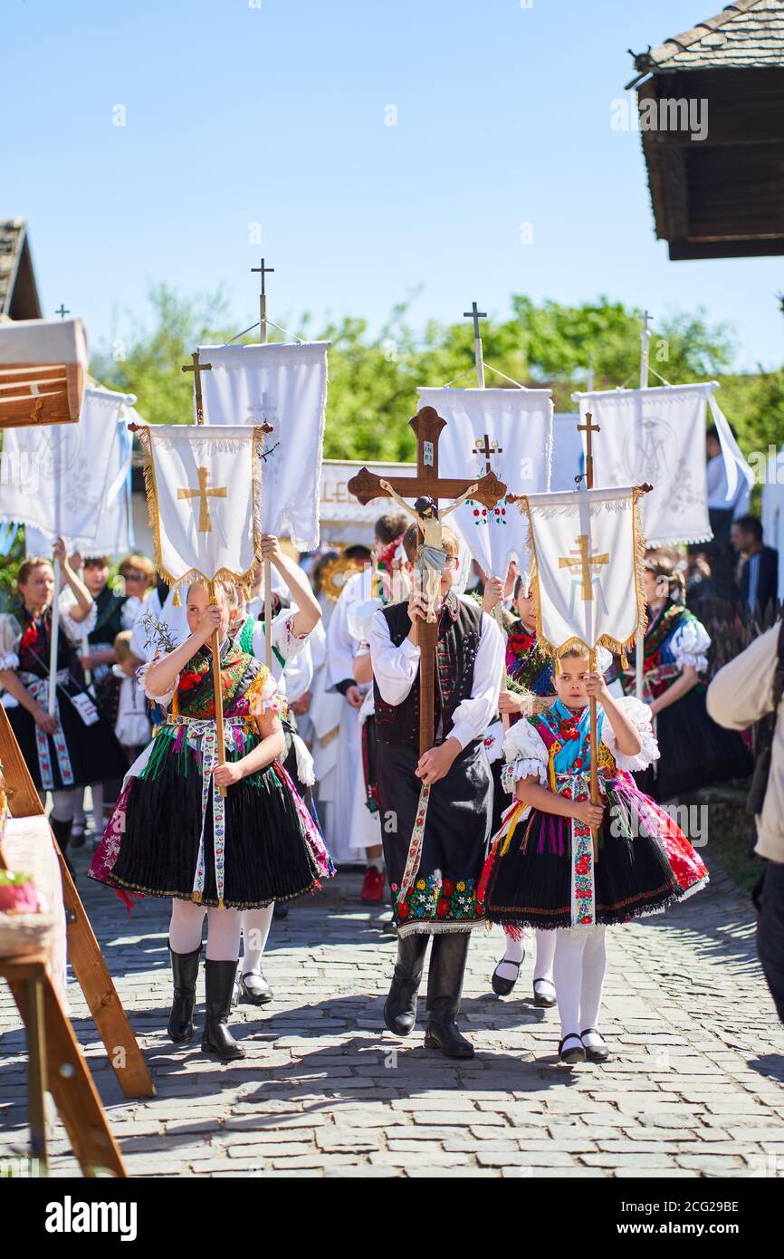 Procession during an Easter Holy Mass in an old village - Holloko ...