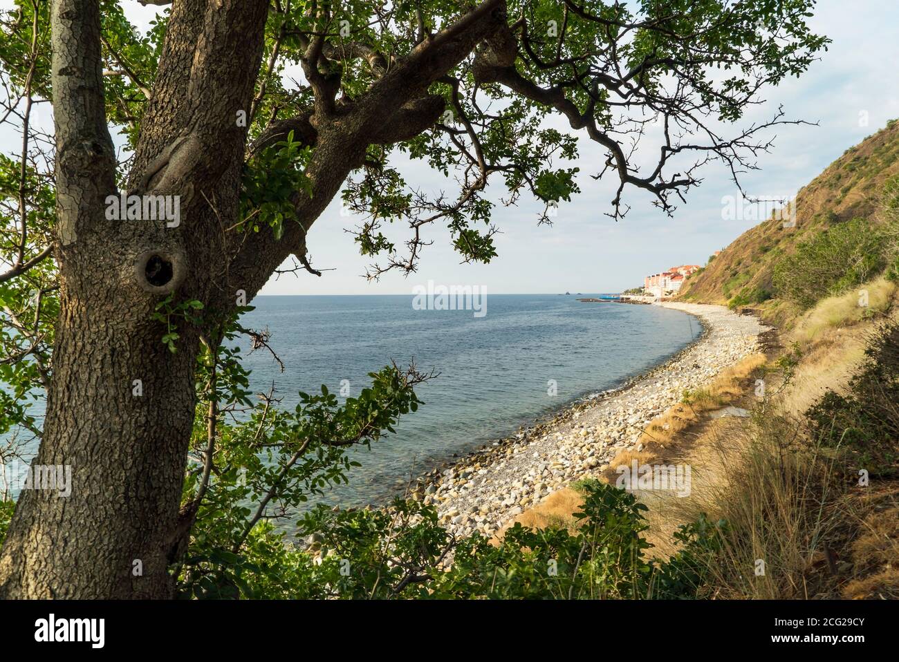 Wild beach on The black sea coast .Southern coast of Crimea Stock Photo