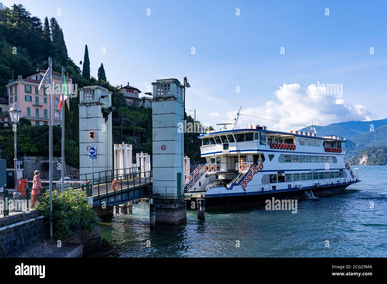 Italy. Lombardy. Lake Como. Village of Varenna. Ferry connecting the