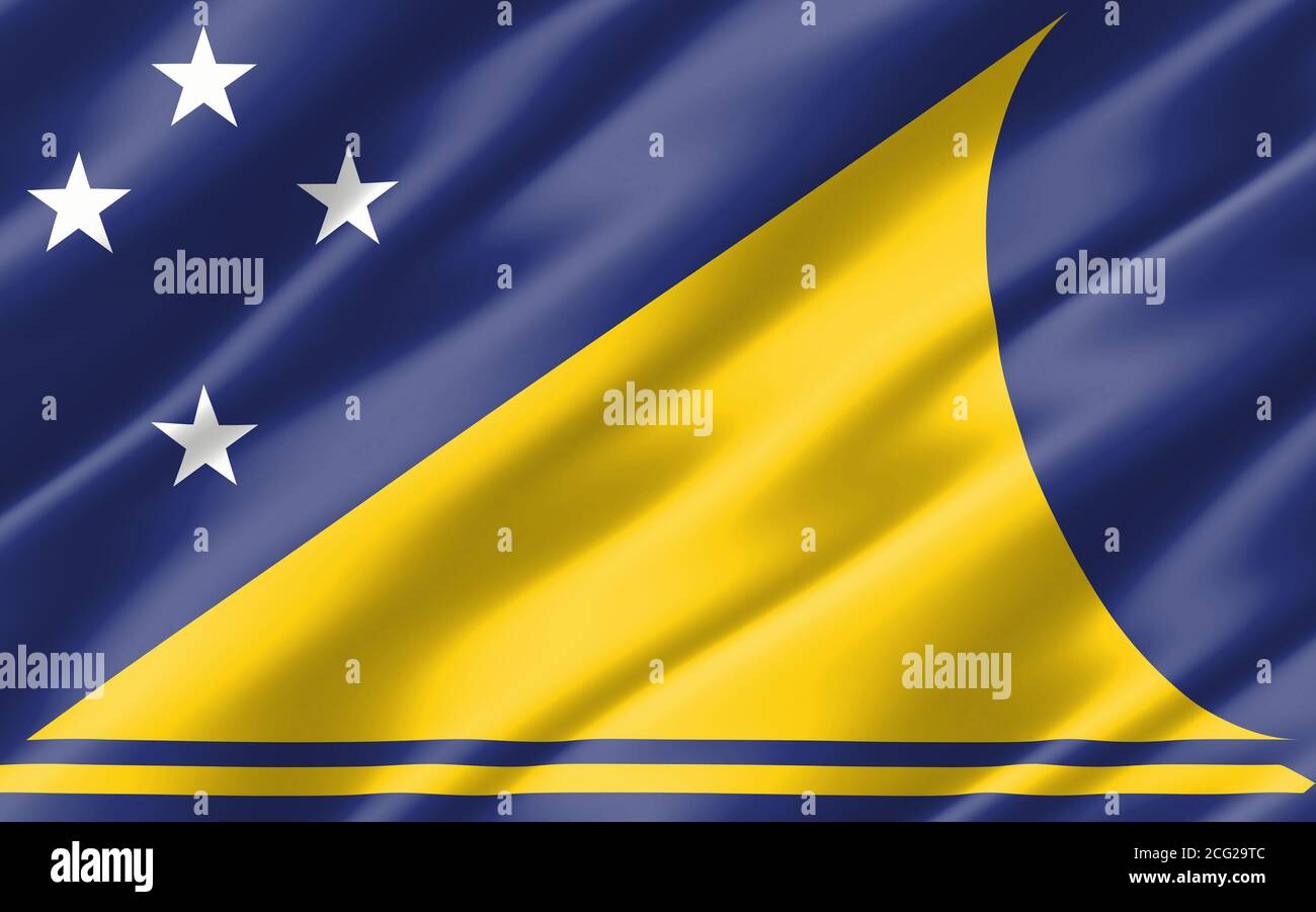 Silk wavy flag of Tokelau graphic. Wavy Tokelauan flag illustration ...