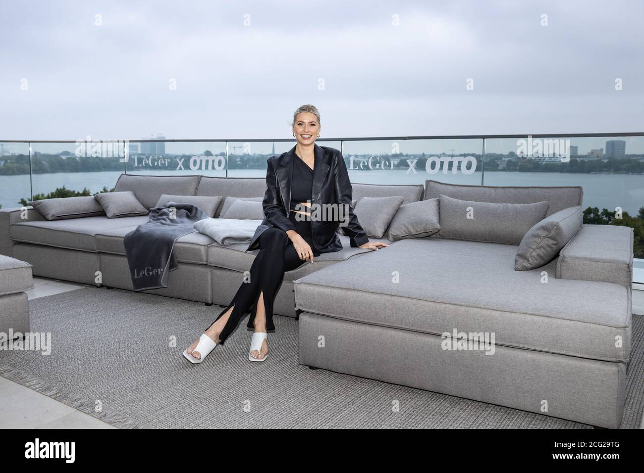 Hamburg, Germany. 09th Sep, 2020. Model Lena Gercke presents her first Home  & Living collection during a press event on the roof terrace of a hotel in  Hamburg. The collection was created