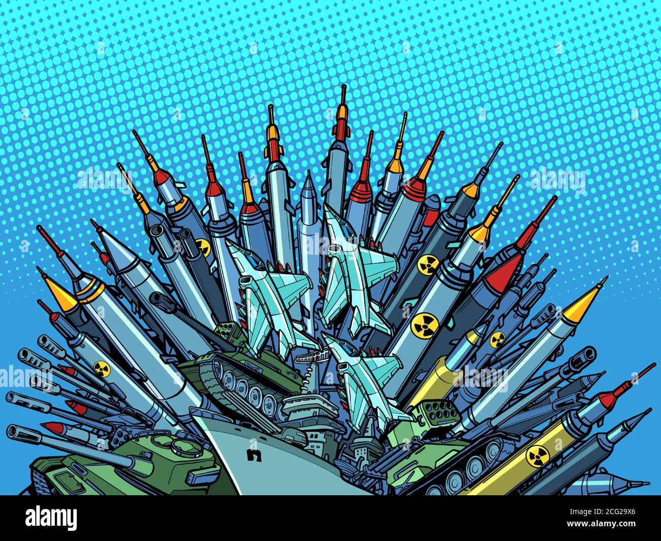 missiles weapons, arms race, militarism Stock Vector