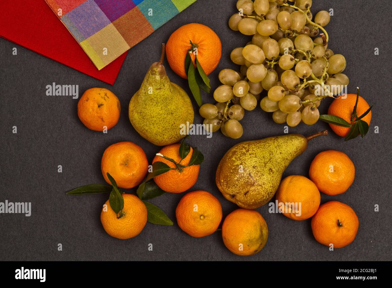 grapes, tangerines and pears Stock Photo