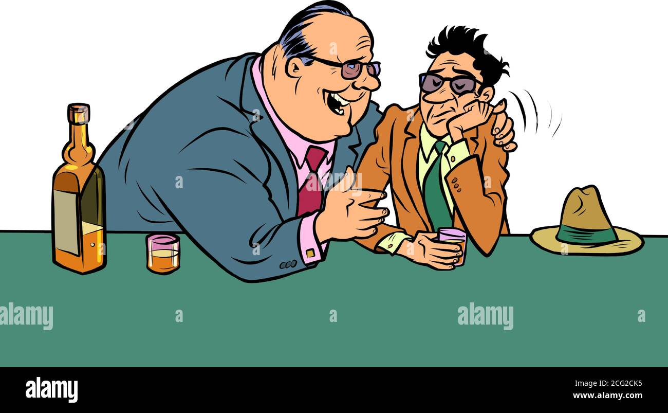 Two male drunkards drink alcohol Stock Vector