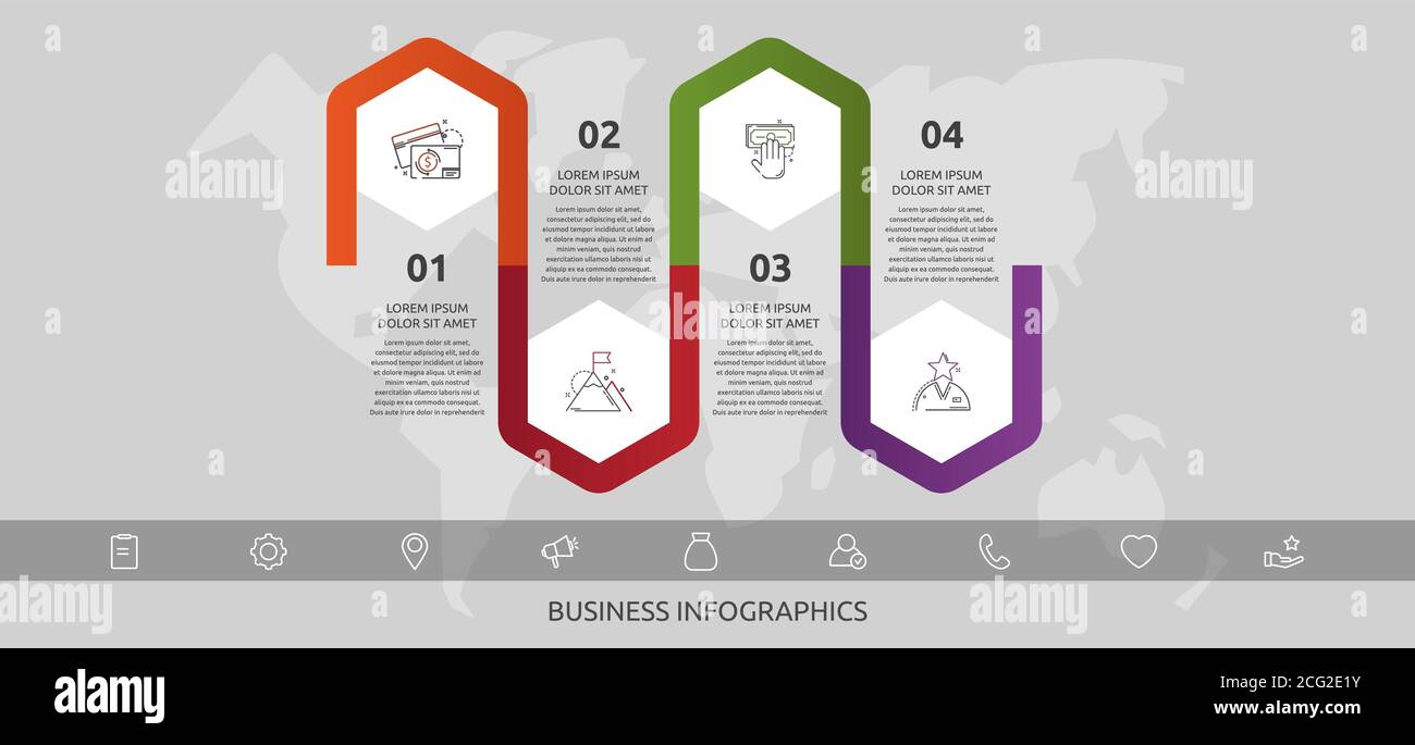 Vector infographic template hexagons for 4 icons, diagram, graph ...