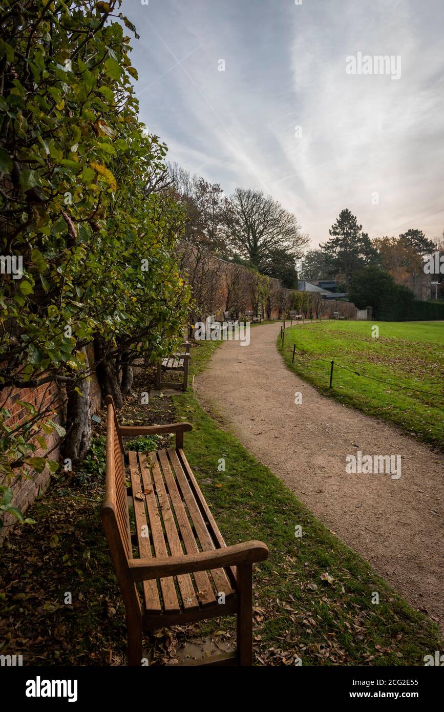 Walled garden and small exhibition spaces at Yorkshire Sculpture Park near Wakefield, Yorkshire, UK Stock Photo