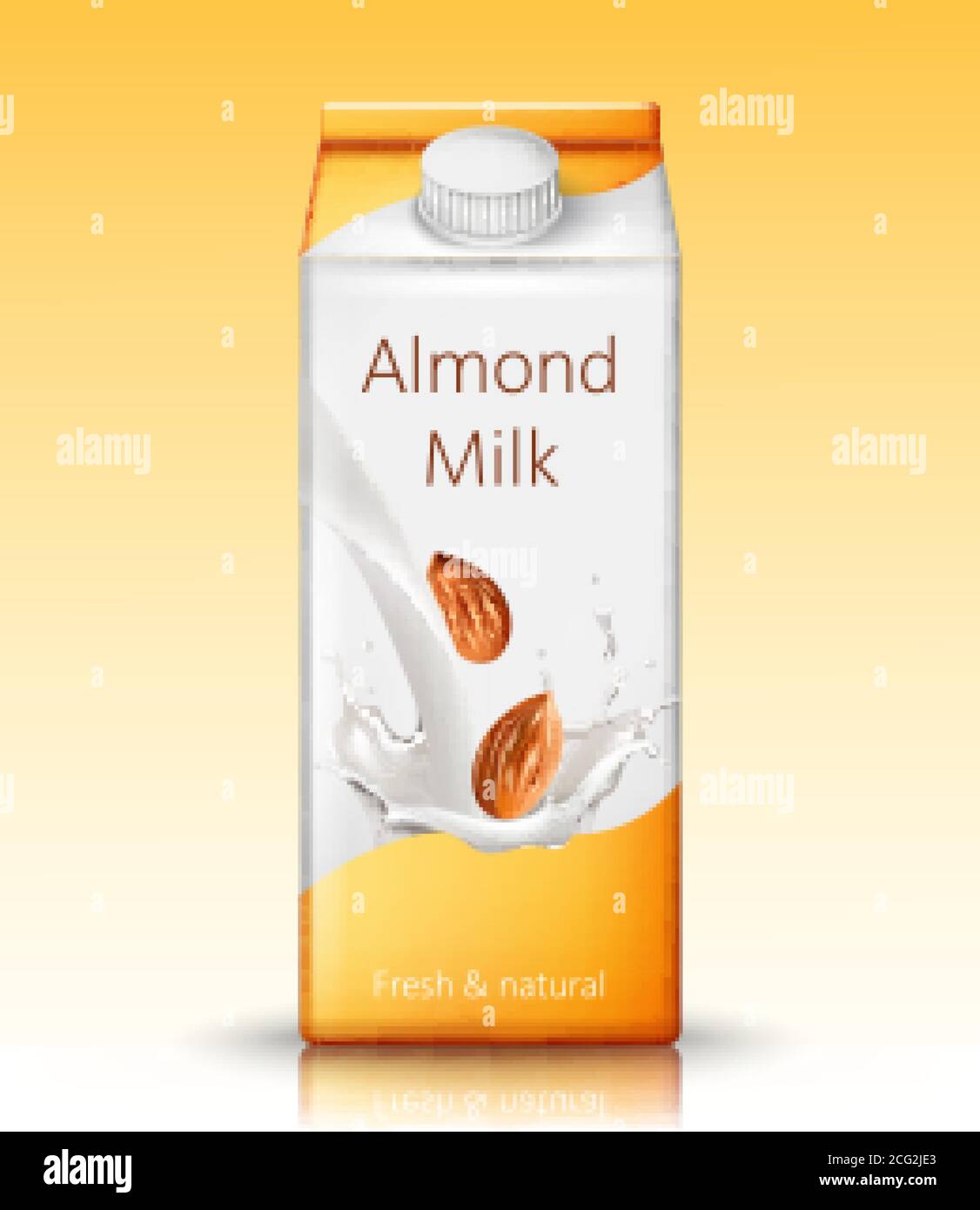 Download Carton Box With Almond Milk Fresh And Natural Realistic 3d Mockup Vector Stock Vector Image Art Alamy