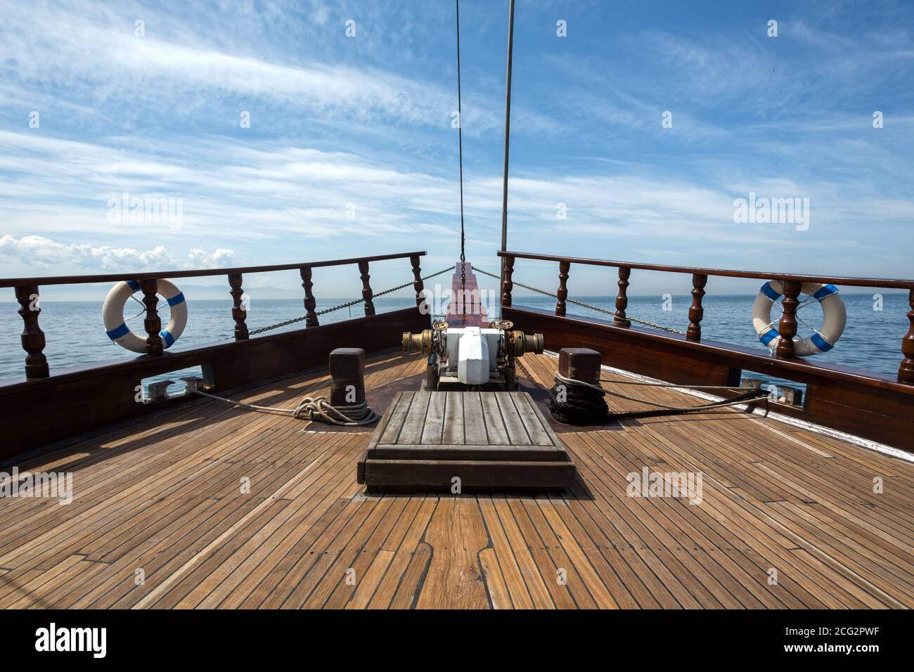 Wooden Boat with Teak Deck Stock Photo Alamy