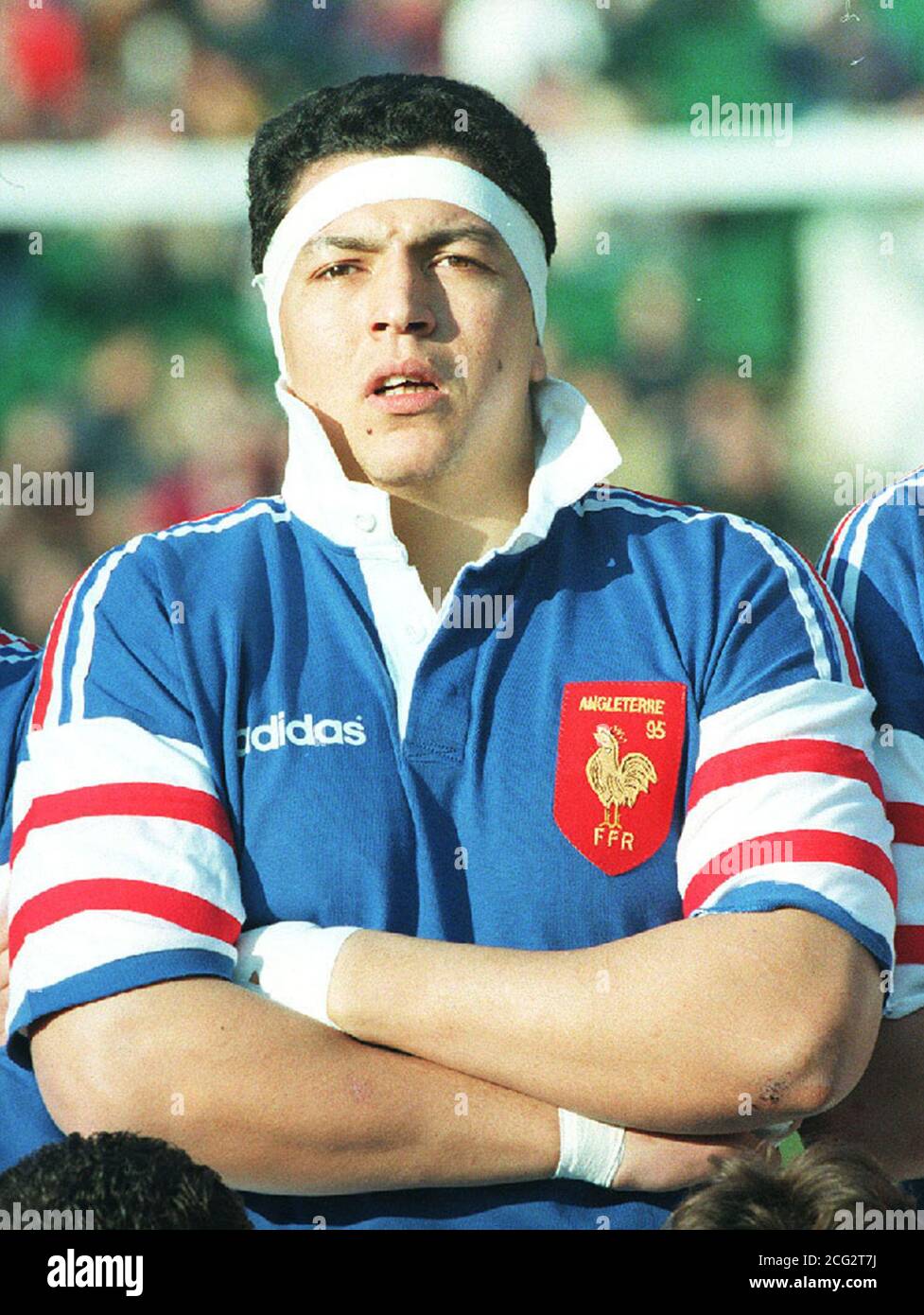 File picture dated 4.2.95 of French Second Row Abdelatif Benazzi during the England v France match. Stock Photo
