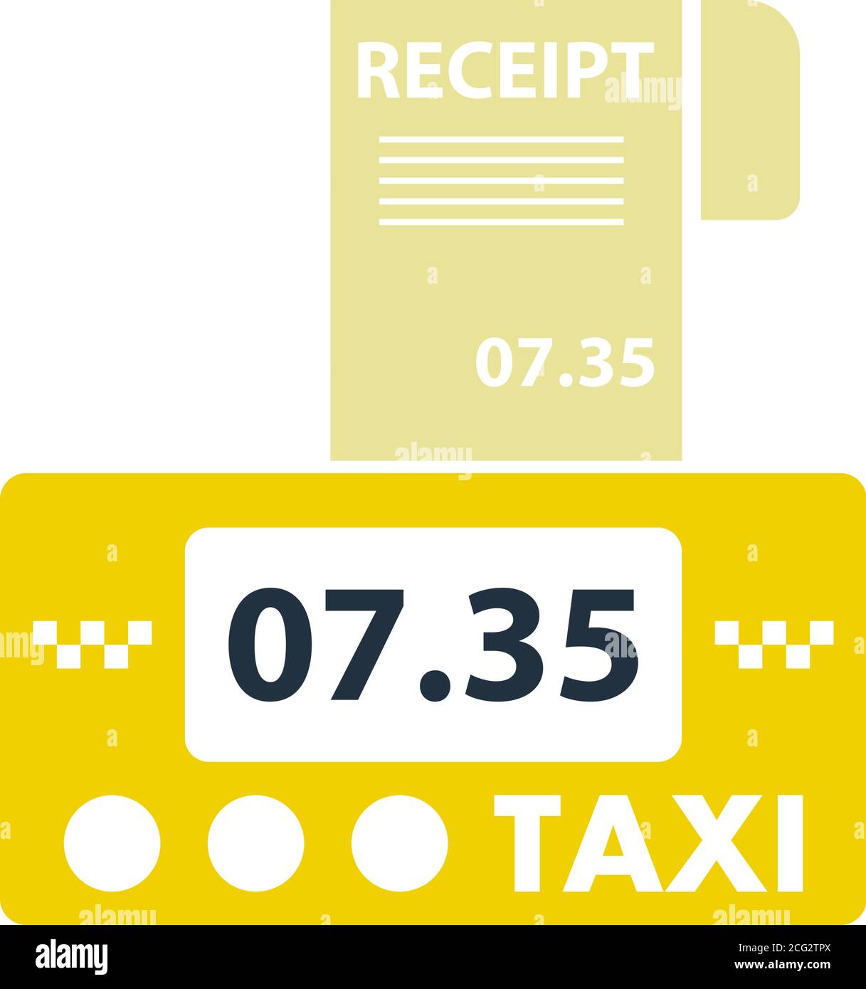 Taxi Meter With Receipt Icon. Flat Color Design. Vector Illustration. Stock Vector