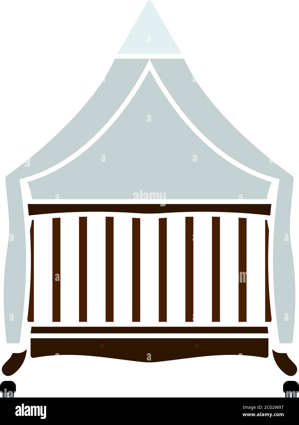 Crib With Canopy Icon. Flat Color Design. Vector Illustration. Stock Vector