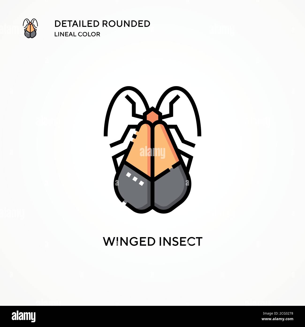 Winged insect vector icon. Modern vector illustration concepts. Easy to edit and customize. Stock Vector