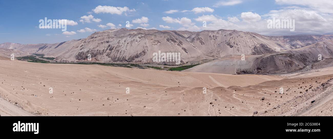 Valle de Lluta, a typical river oasis in the Atacama desert Stock Photo