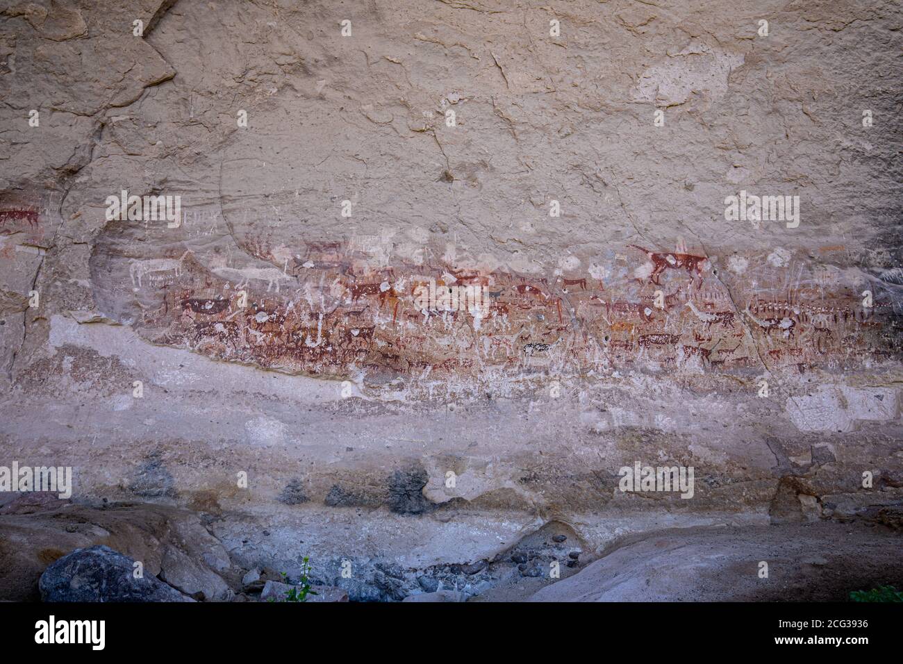 Historical Aymara rock paintings Stock Photo