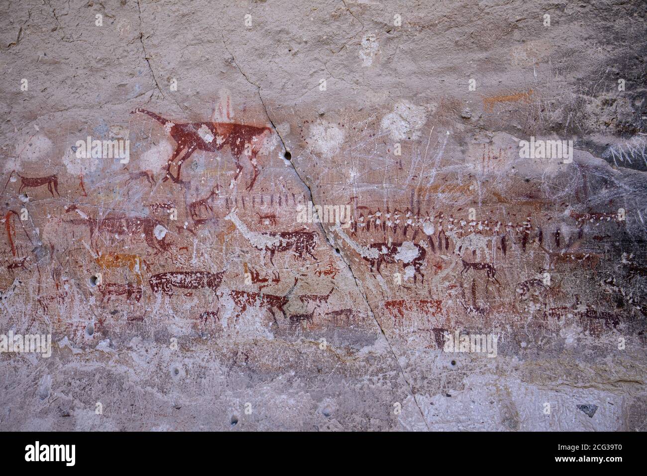 Historical Aymara rock paintings Stock Photo