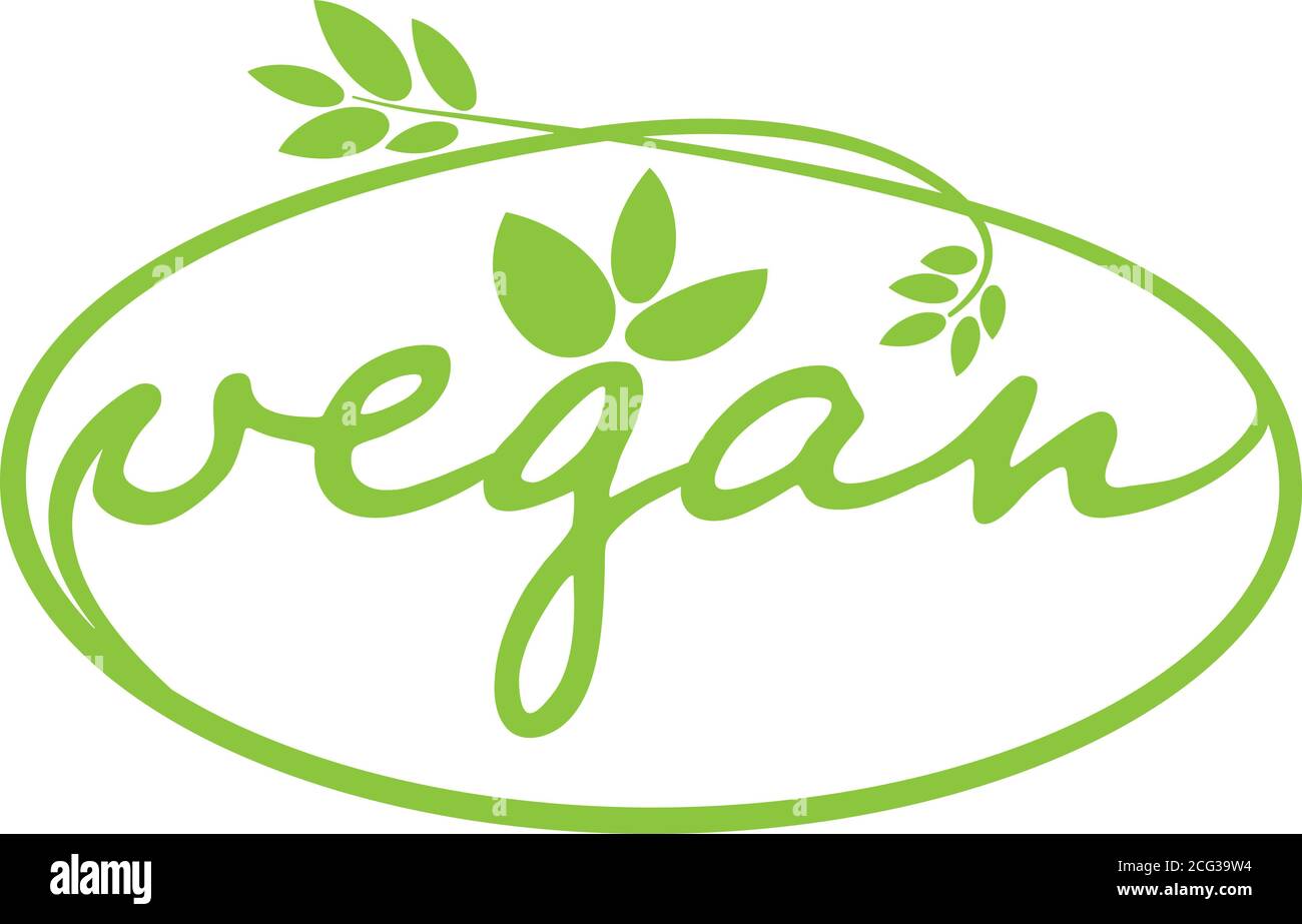 oval green vegan label or symbol for food or vegan products vector