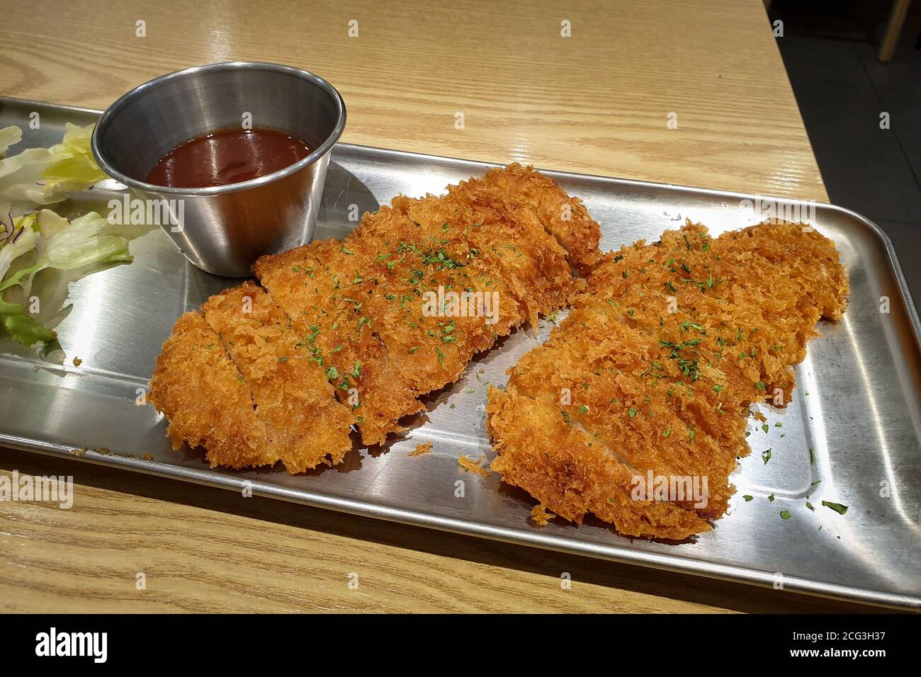 Tonkatsu, a Japanese dish that consists of a breaded, deepfried pork