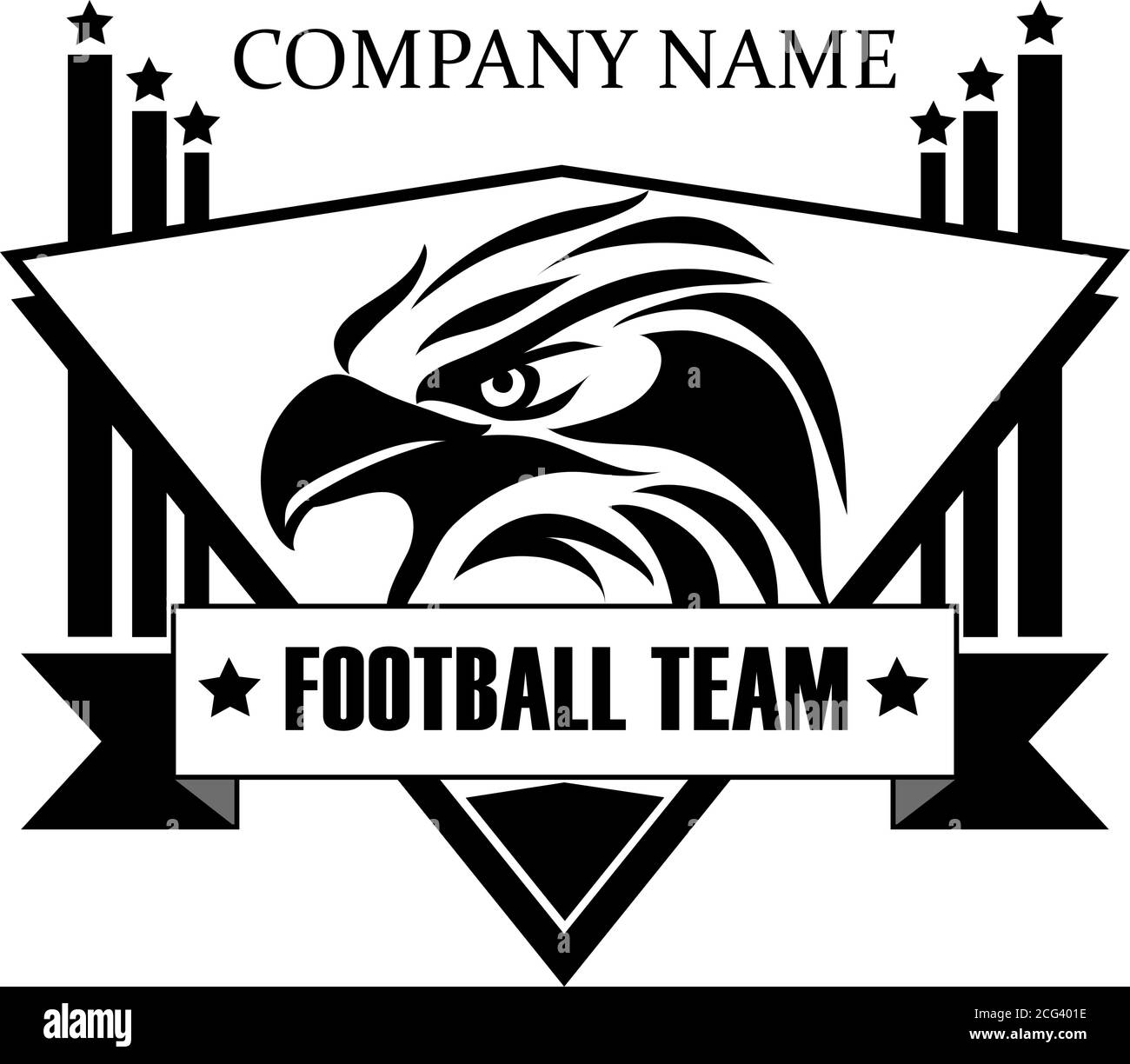 logo, sign for companies, businesses, sports team, emblem, sign, symbol, arms, chevron, team, eagle, club, vector, illustration, drawing, design, star Stock Vector