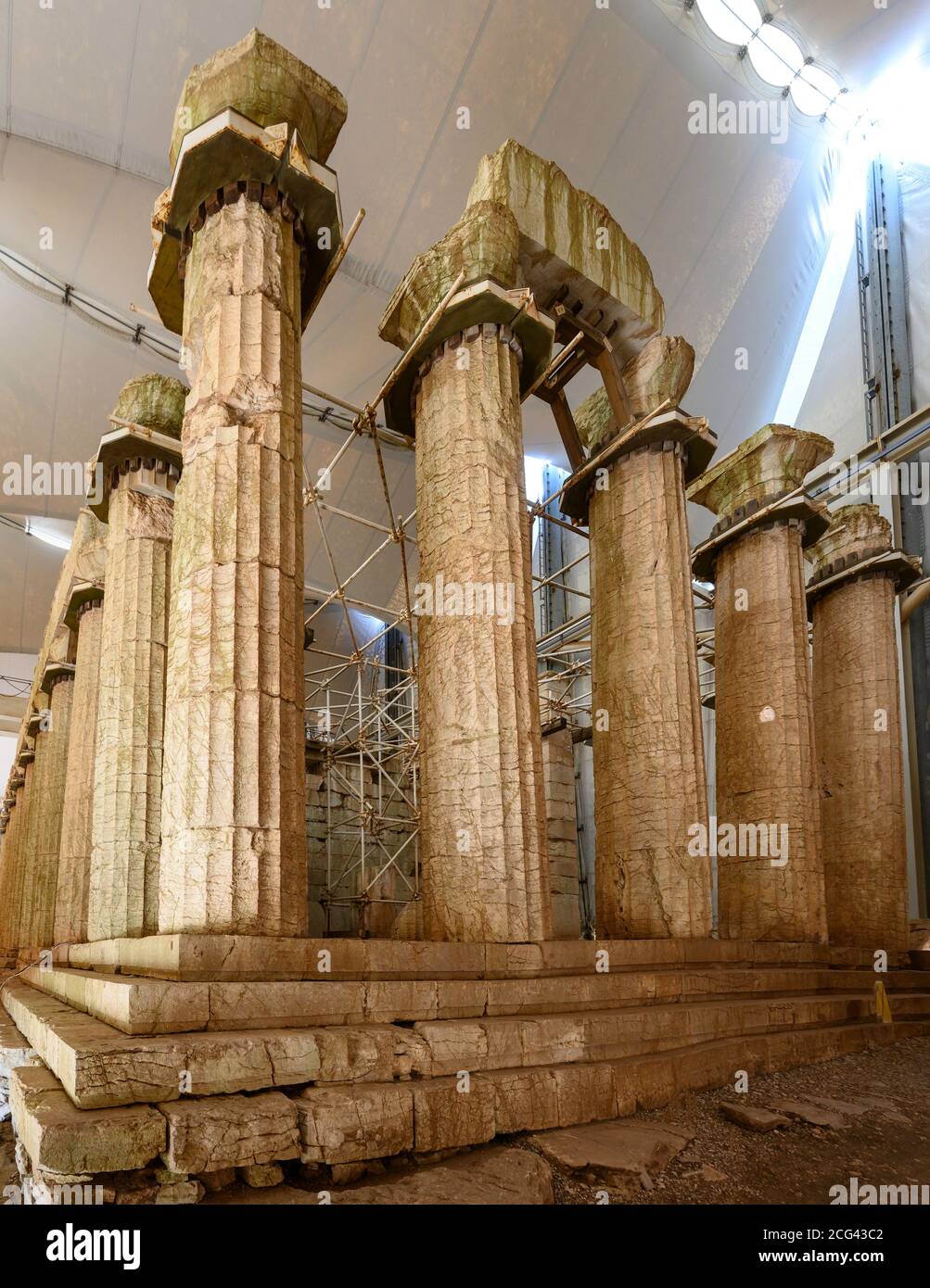 The Temple of Apollo Epicurius inside it's protective tent. at Bassae