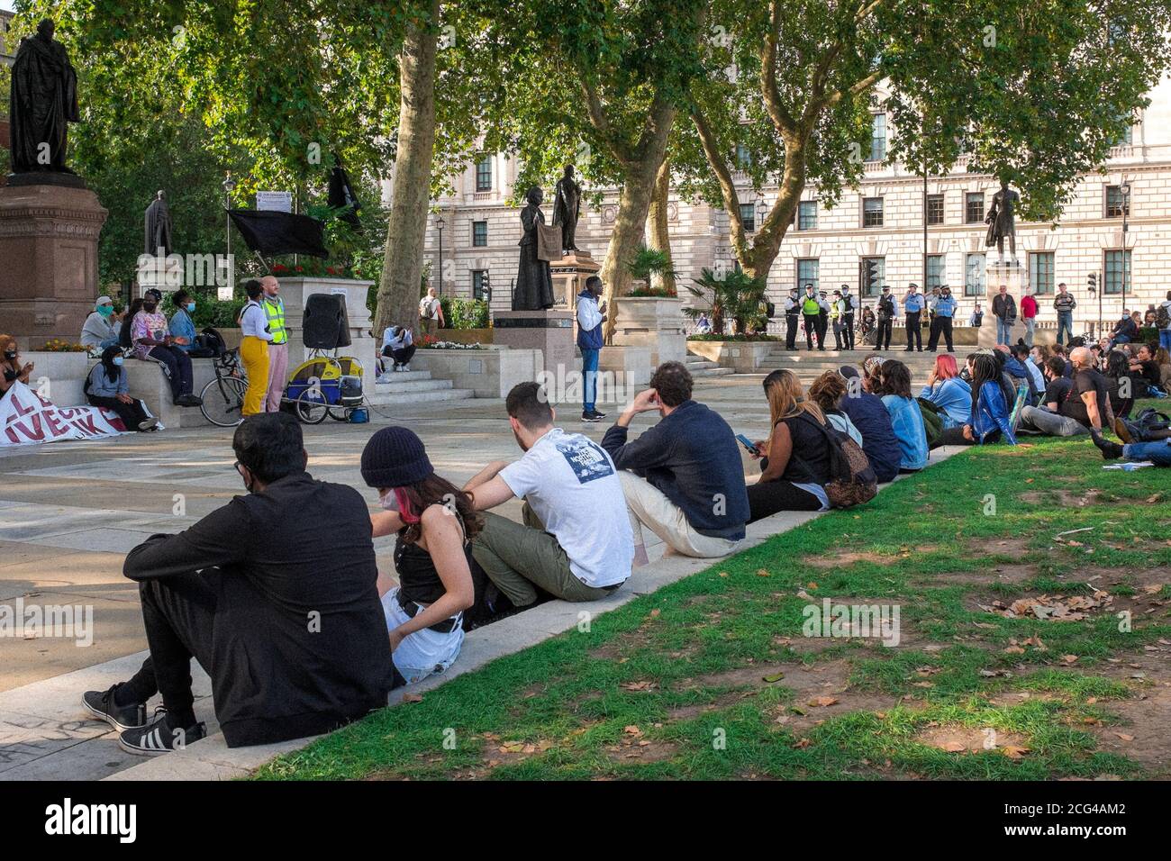 BLACK LIVES MATTER PROTEST ON PARLIAMENT SQUARE, WESTMINSTER, LONDON, UK Stock Photo