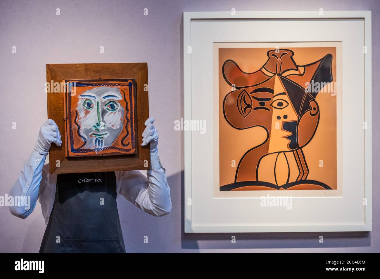 London, UK. 09th Sep, 2020. Picasso Ceramics Online 3 - 17 September: Pablo  Picasso, Visage aux cheveux bouclés (A.R. 573), 16/100 terracotta plaque,  Conceived in December 1968 - January 1969, Estimate: £6,000-8,000