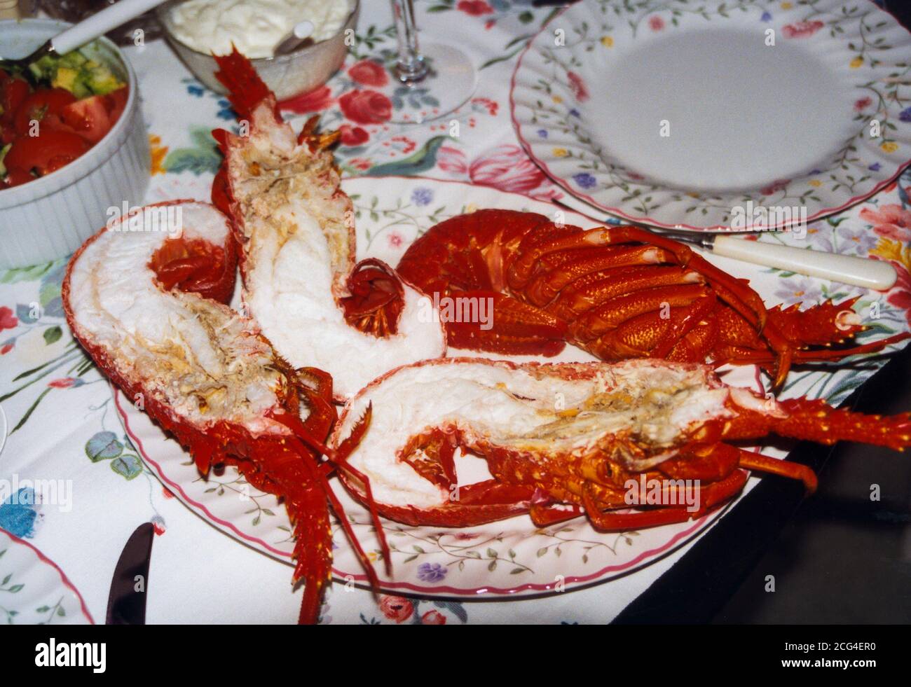 Australia Sydney Half Lobsters at table at new year dinner Stock Photo
