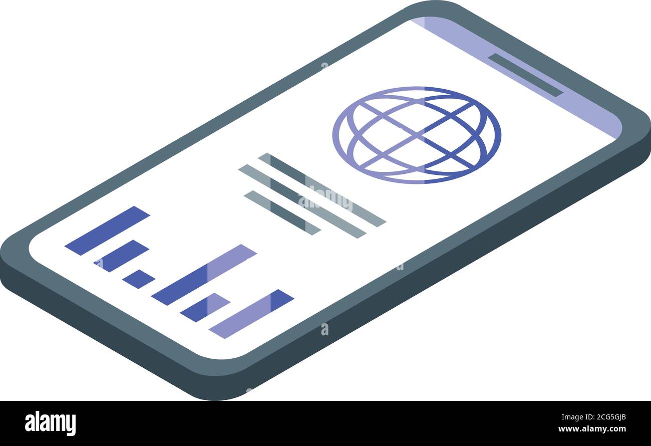 Outsource global smartphone icon, isometric style Stock Vector