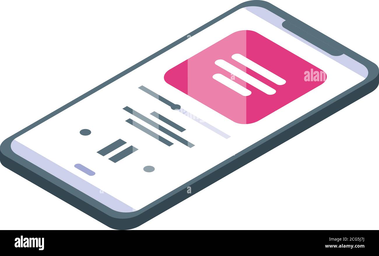 Podcast smartphone icon, isometric style Stock Vector
