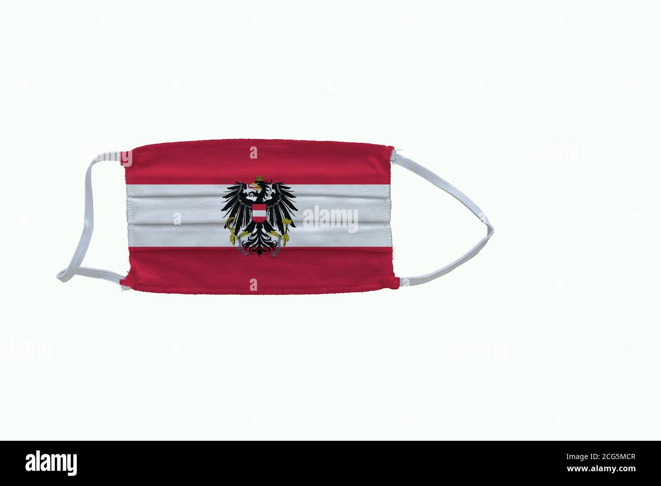 Austrian flag design Covid19 pandemic virus face mask on a white