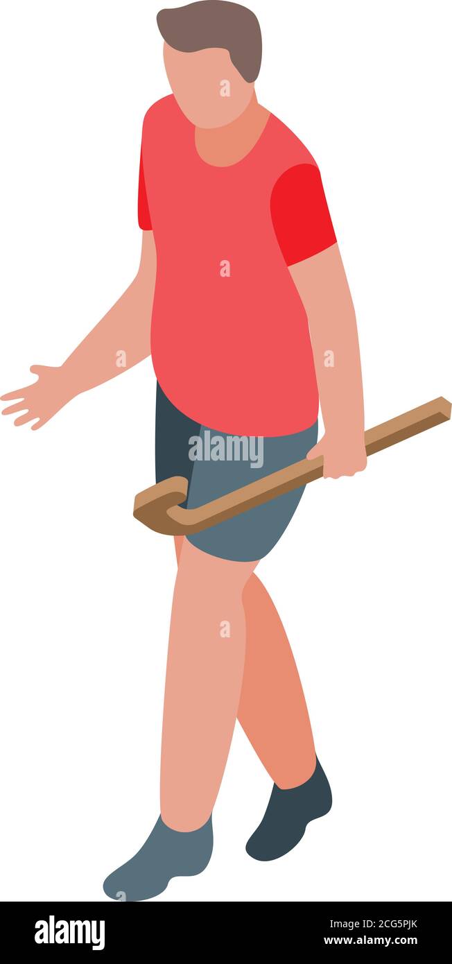 Hurling man player icon, isometric style Stock Vector