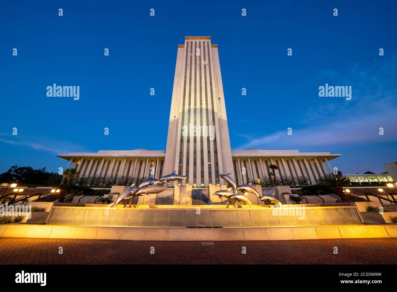Architecture Tallahassee FL Florida State Capitol Building at night Stock Photo