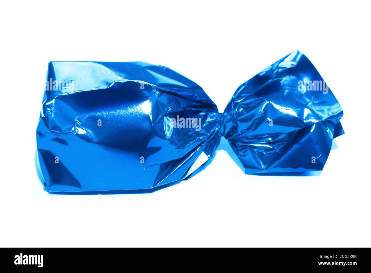 Blue candy wrapped isolated on white Stock Photo