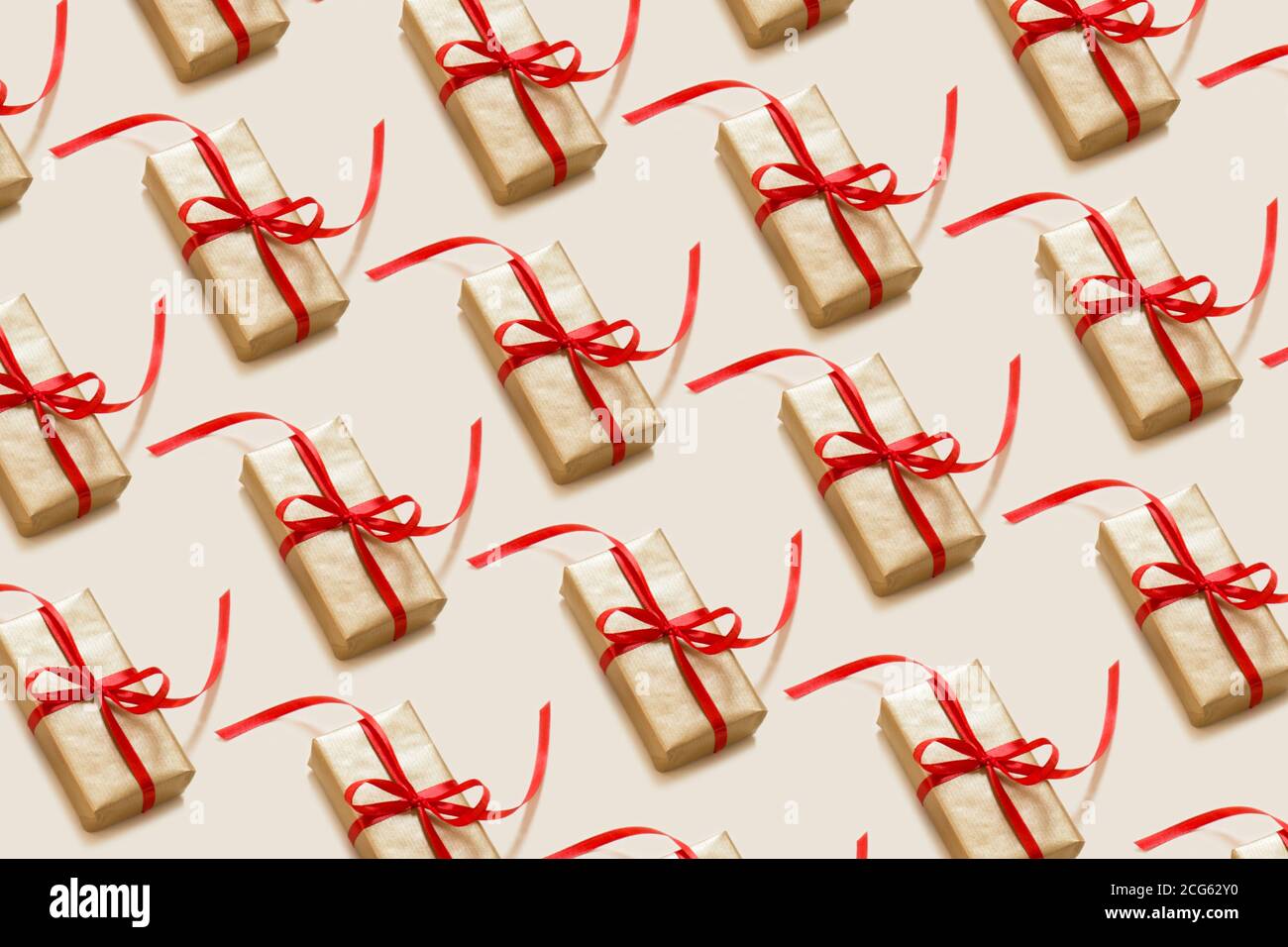 Christmas and New Year presents pattern Stock Photo