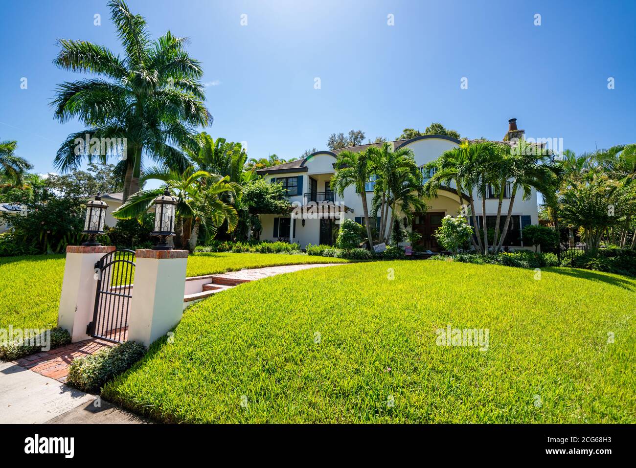 Photo of luxury residential homes in the historic old northeast St Petersburg Florida USA Stock Photo